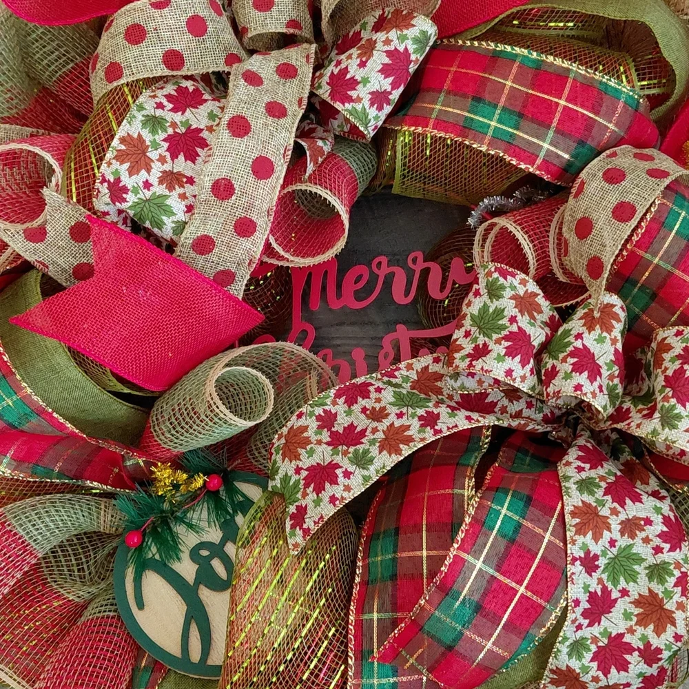 Festive Red and Green Holiday Wreath